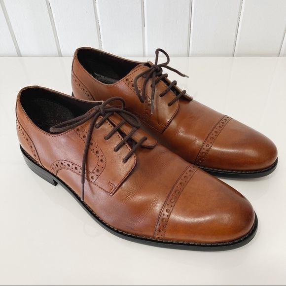 Stacy Adams Prescott Tan Cap Toe Oxford Lace Up Dress Shoe Size 8M - Picture 16 of 16